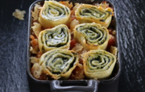 Spinach and Liberté cottage cheese lasagna roundels 